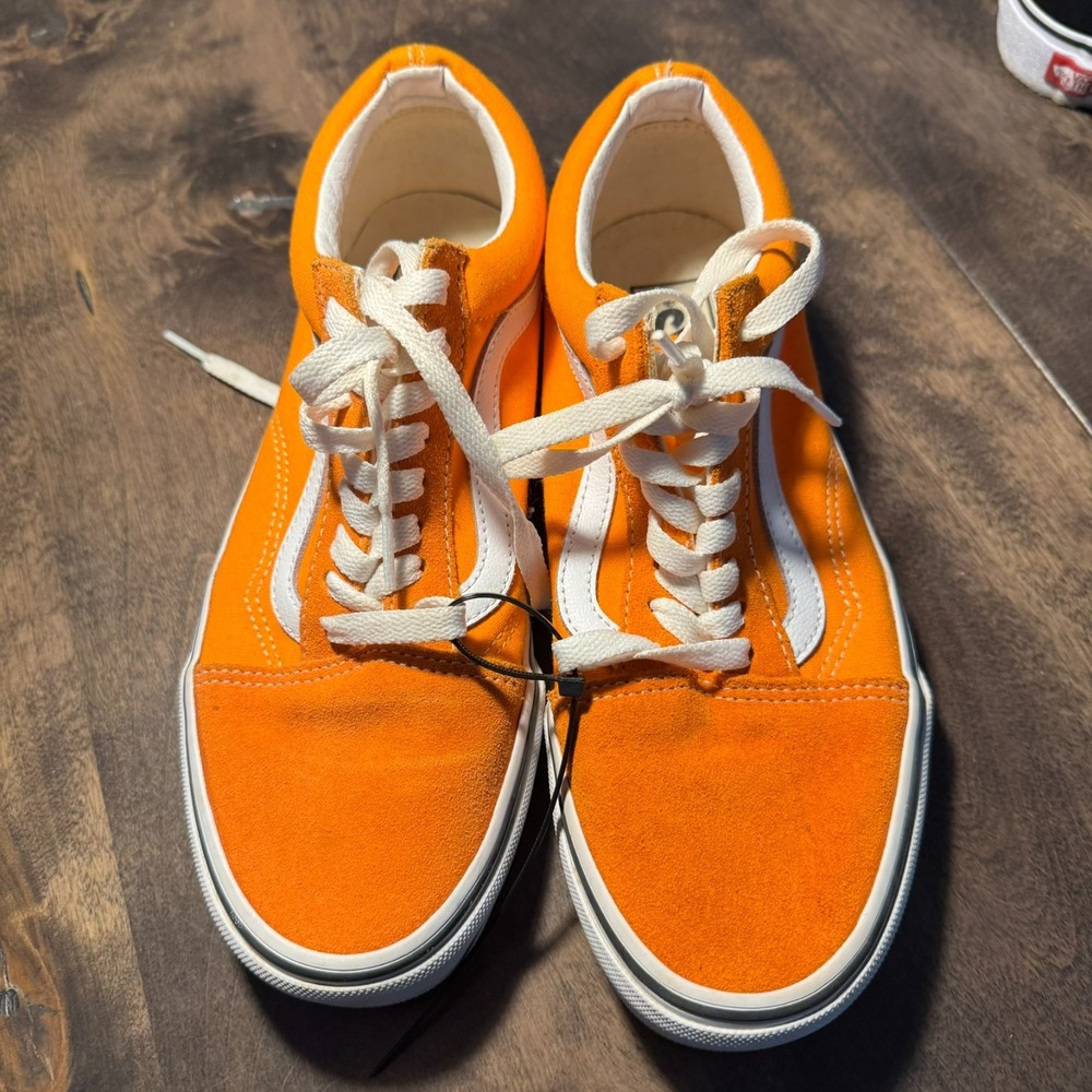 Vans Old Skool Low Sneakers Mens Size 6.5 Orange Suede Canvas Lace‎ Up